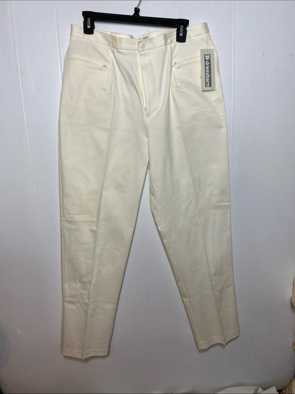 dressbarn Women Cream Straight-Leg Trousers
